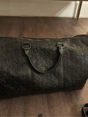 Louis Vuitton Black Epi Leather Keepall Travel Duffle